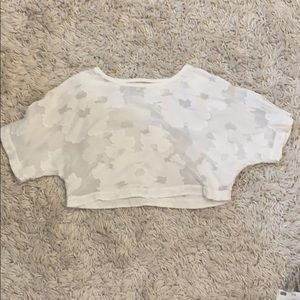 Cropped mesh white t-shirt